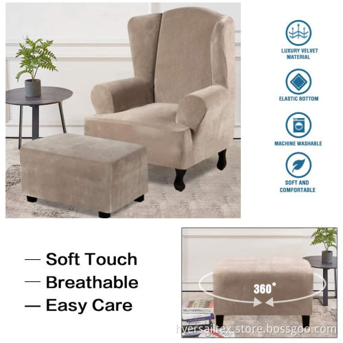 Rectangular Ottoman Cover Velvet Plush 1 Piece
